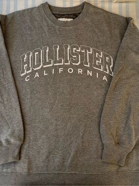 Hollister Gray Sweatshirt with White Logo - XS